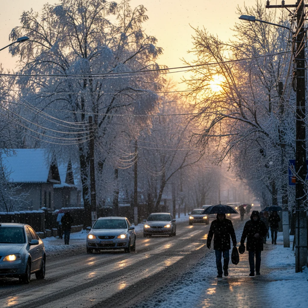 Cod galben nowcasting de polei și precipitații mixte pentru localitățile Slobozia din estul țării