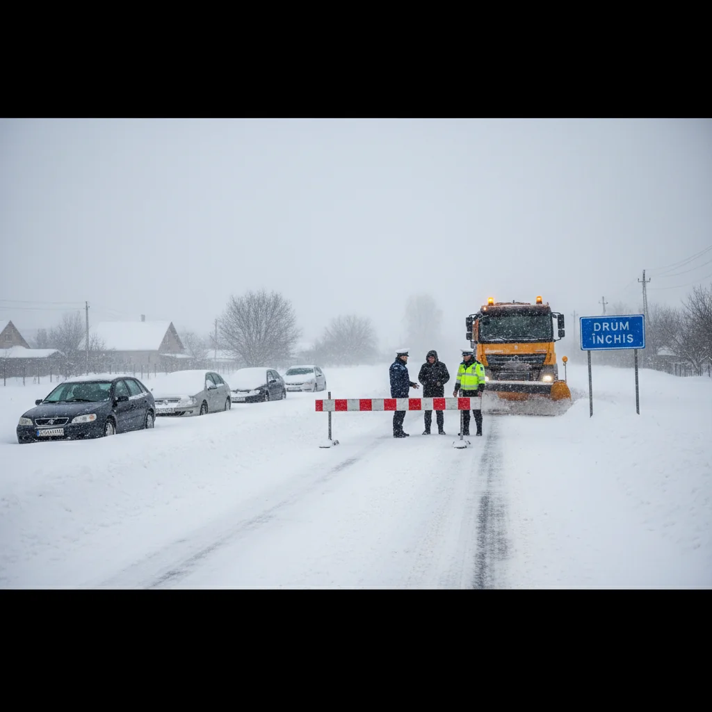 Drumuri naționale închise în județul Ialomița: trafic afectat de ninsoare și viscol la Slobozia