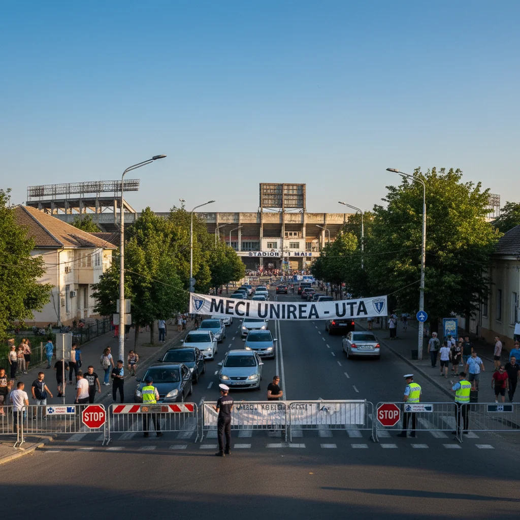 Restricții rutiere la Slobozia pe 17 ianuarie, în zona stadionului „1 Mai”, pentru meciul Unirea – UTA