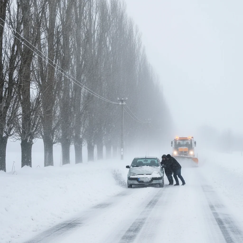 Slobozia: trafic rutier îngreunat și localități fără curent în Ialomița din cauza viscolului